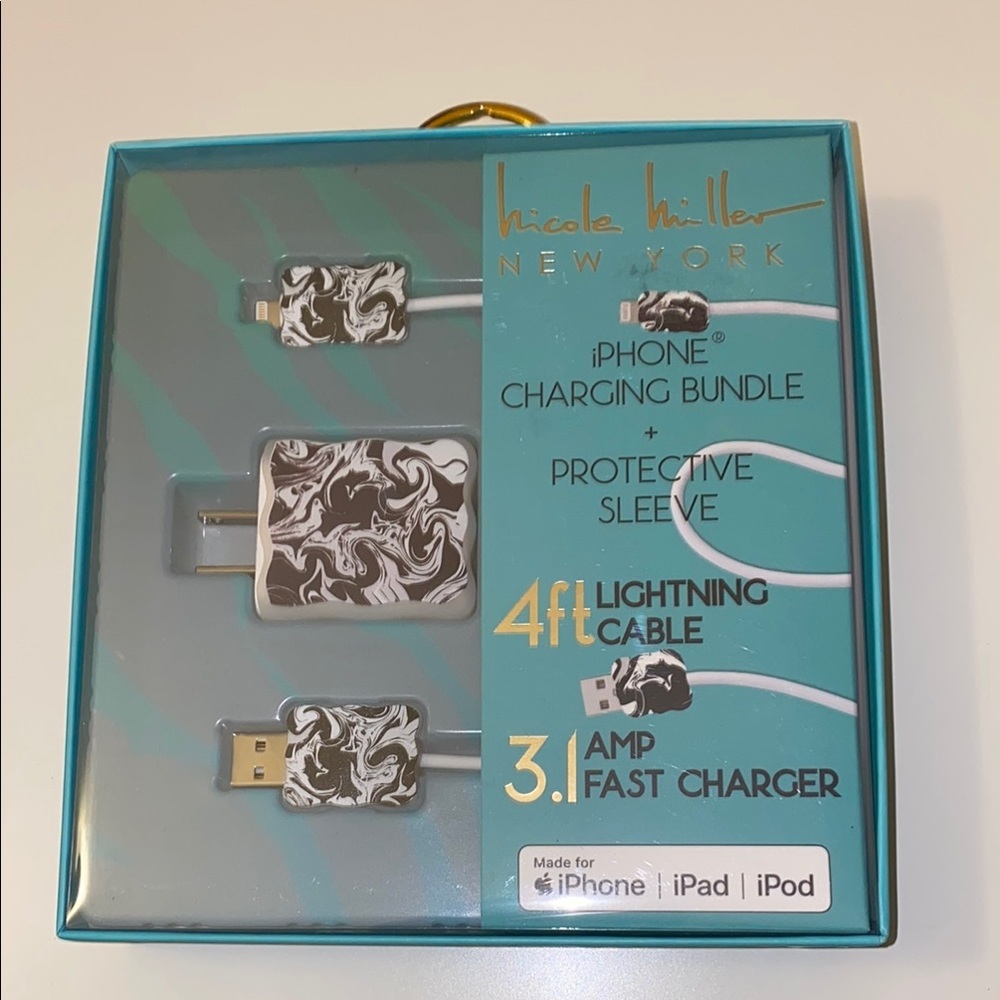 Nicole Miller New York iPhone Charging Bundle & Protective Sleeve